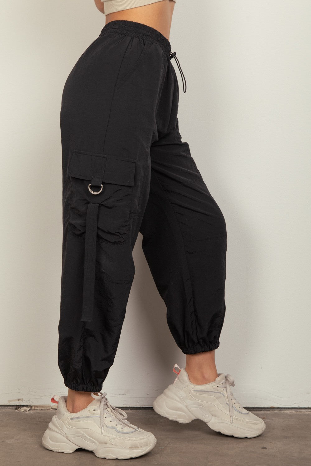 VERY J Elastic Waist Woven Cargo Pants - The Daily Makeover
