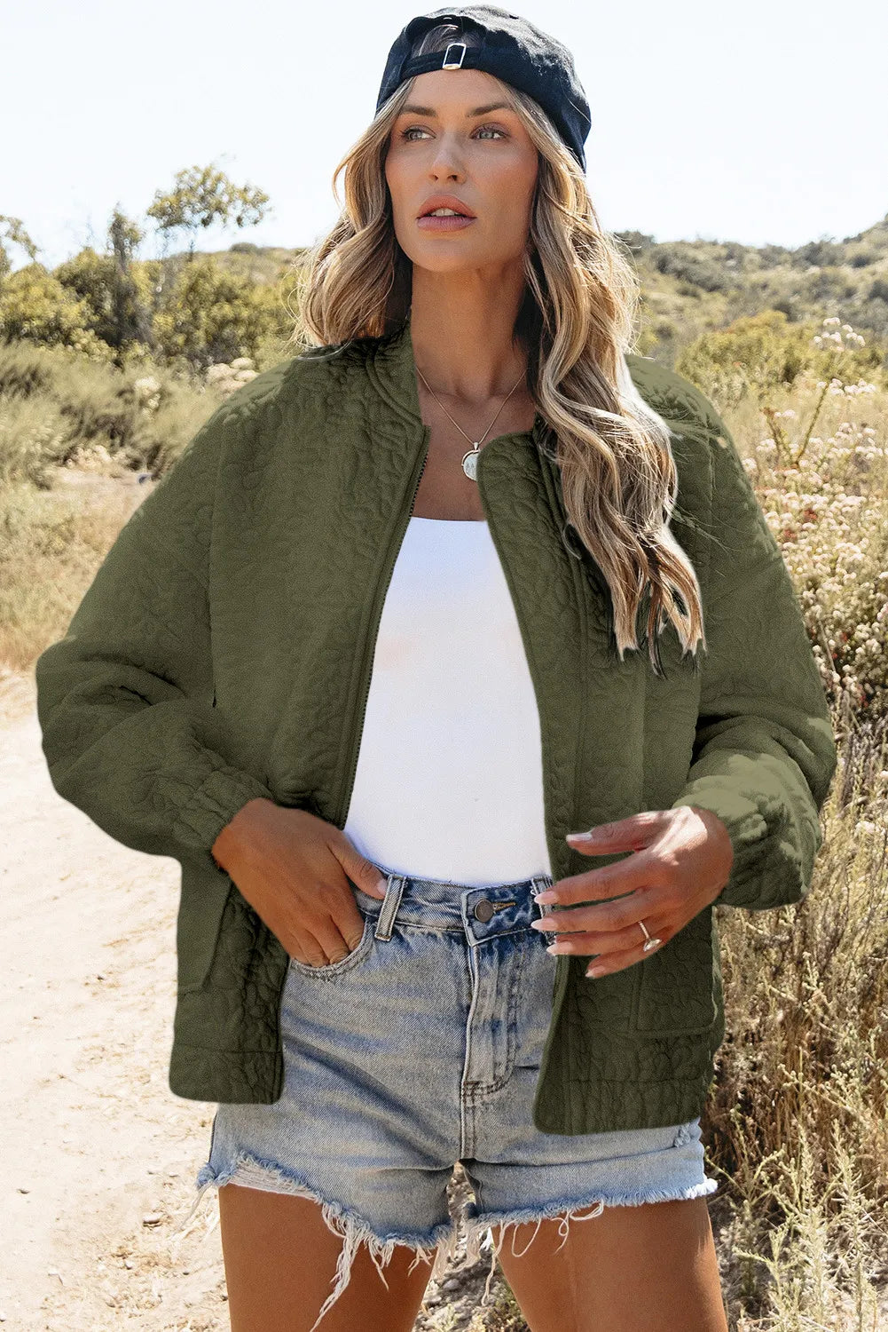 Baseball Collar Floral Quilted Jacket - The Daily Makeover