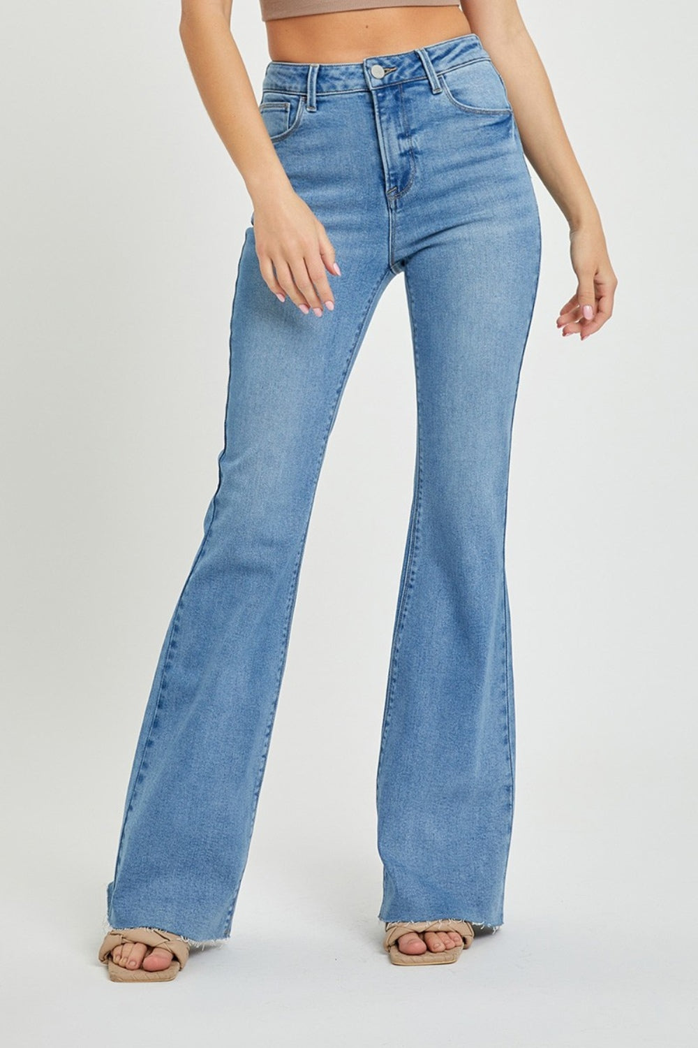 RISEN Full Size High Rise Raw Cut Hem Bootcut Jeans - The Daily Makeover