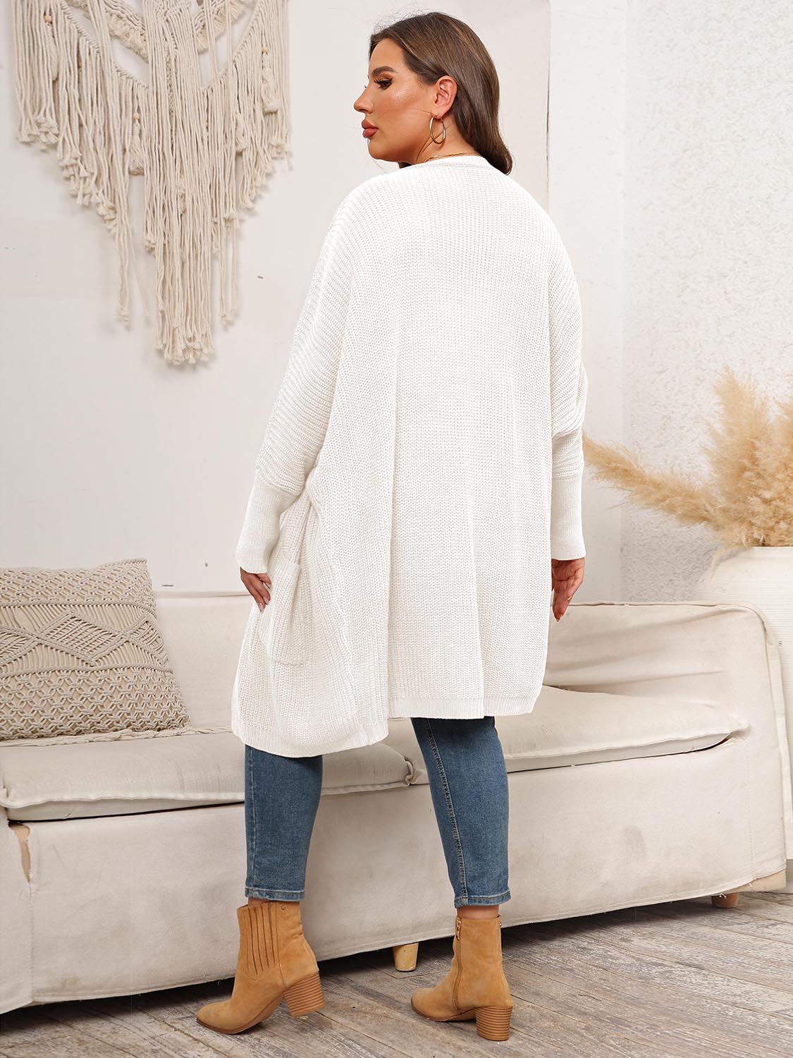 Plus Size Open Front Cardigan With Pockets - The Daily Makeover