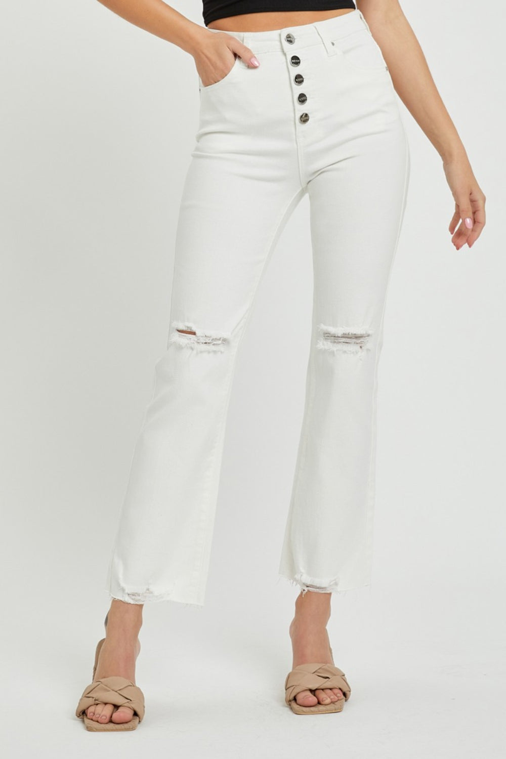 Full Size High Rise Button Fly Straight Ankle Jeans - The Daily Makeover