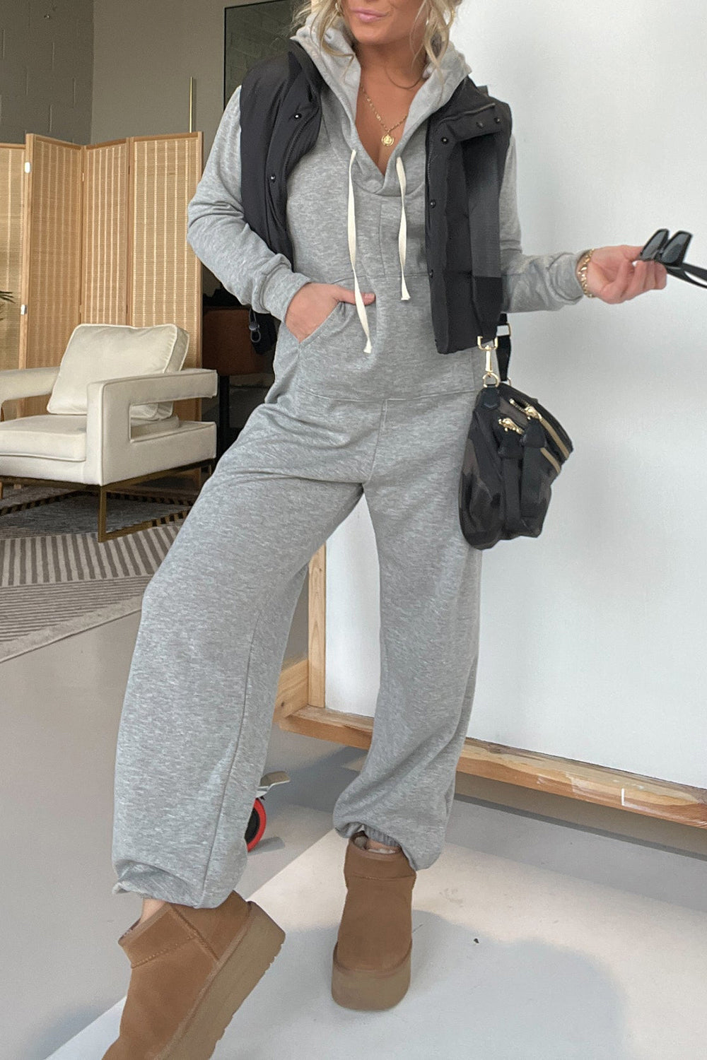 Full Size Drawstring Long Sleeve Jumpsuit - The Daily Makeover