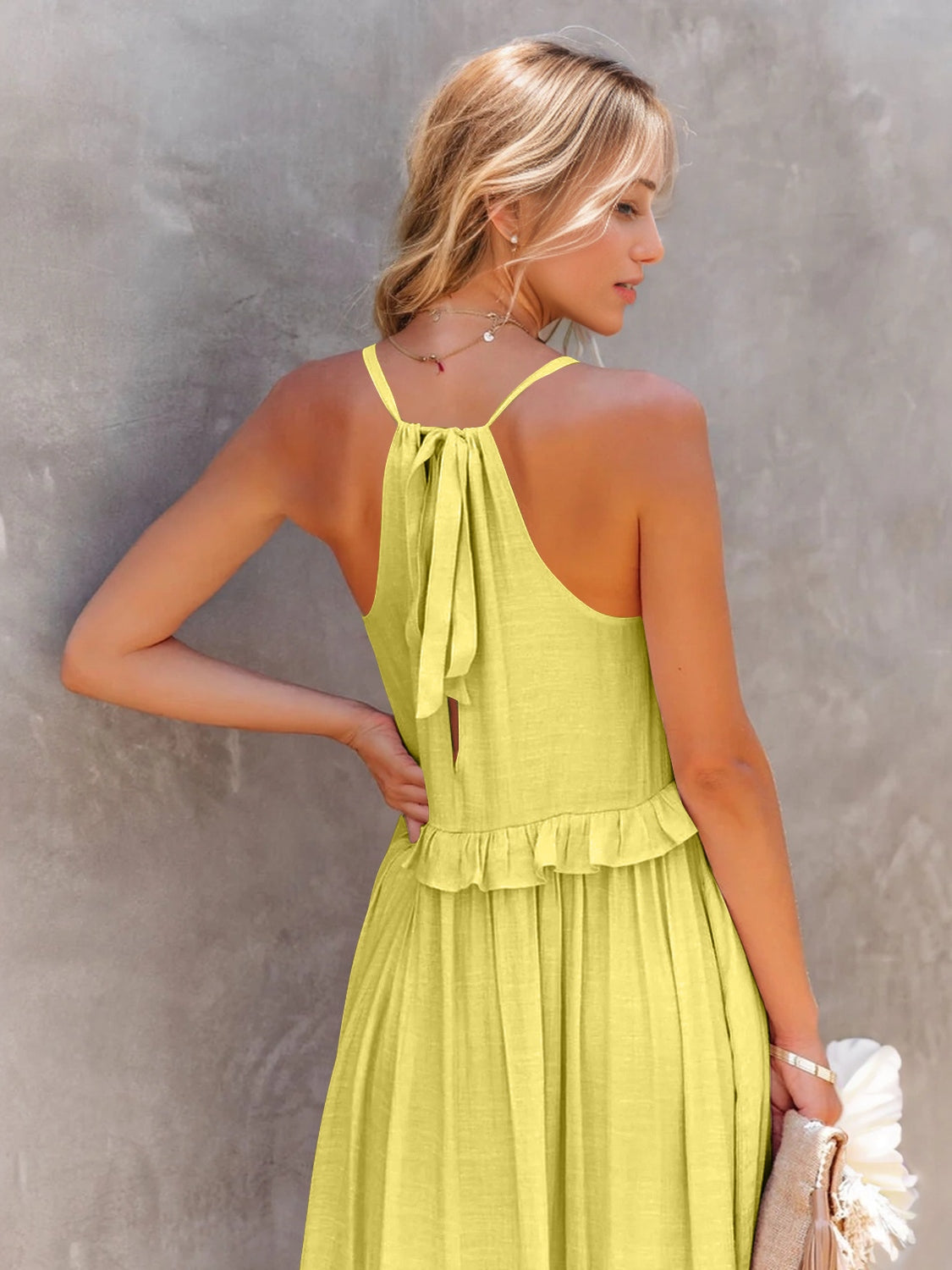 Ruffled Sleeveless Tiered Maxi Dress with Pockets - The Daily Makeover