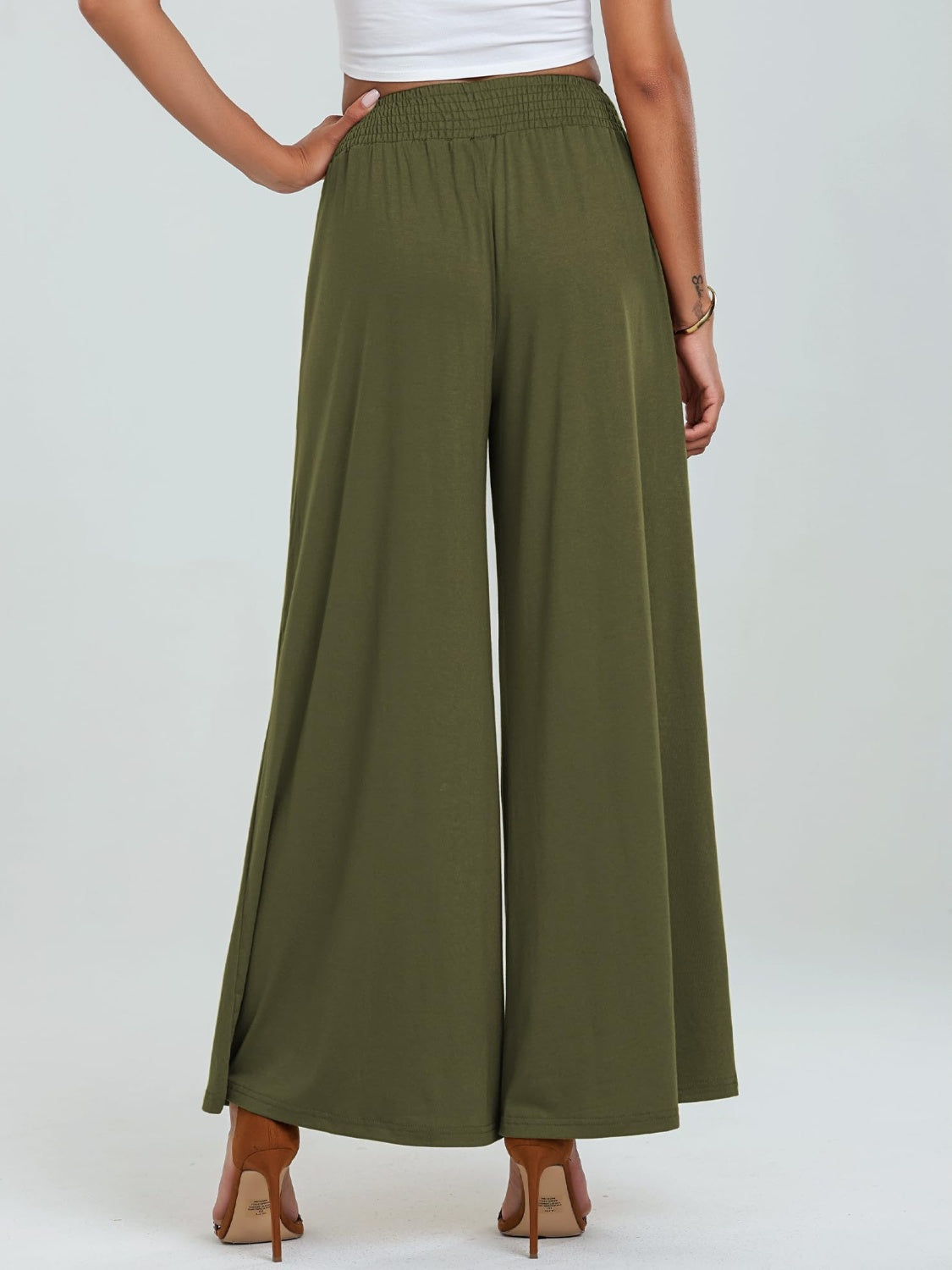 Pocketed Elastic Waist Wide Leg Pants - The Daily Makeover