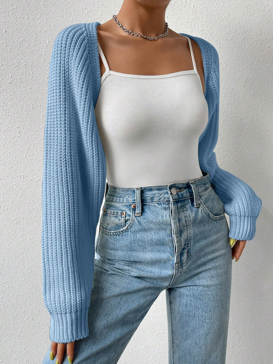 Honey Open Front Long Sleeve Cropped Cardigan - The Daily Makeover