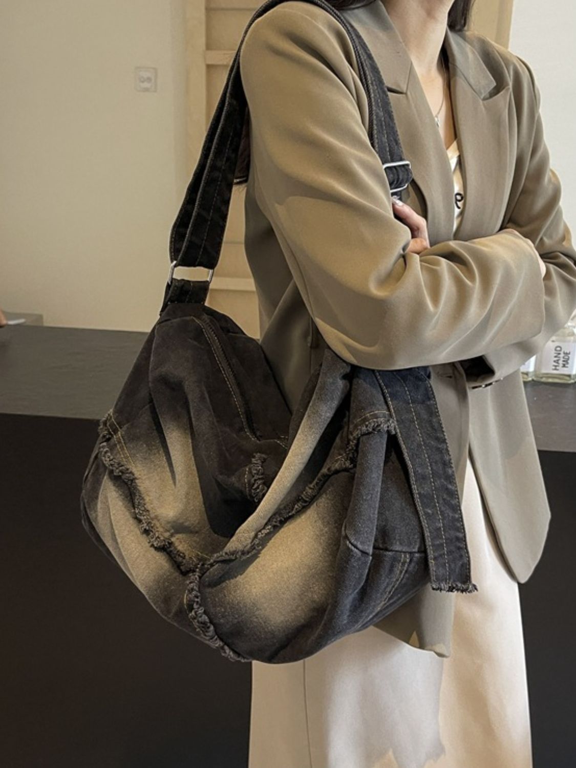 Raw Hem Gradient Crossbody Bag - The Daily Makeover