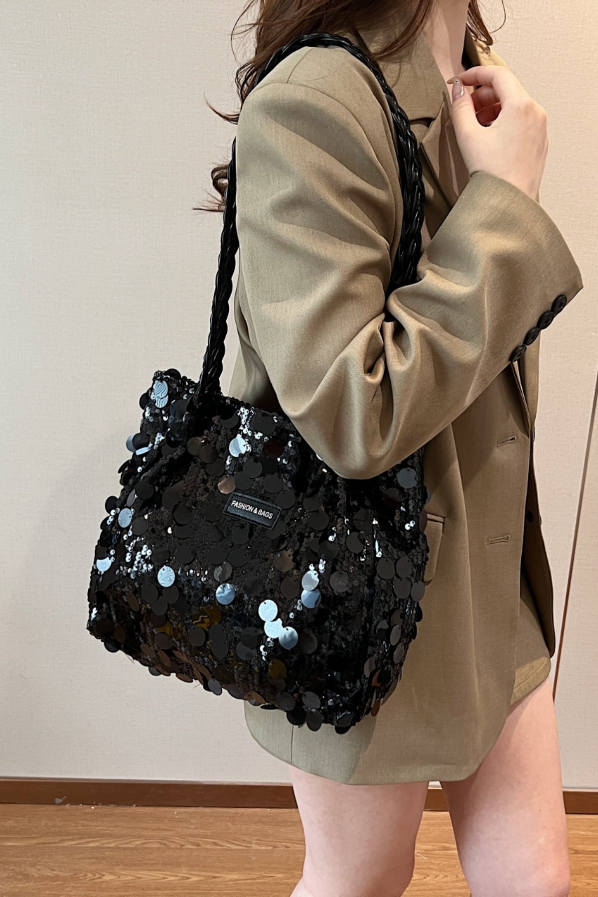 Sequin Braided Strap Shoulder Bag - The Daily Makeover