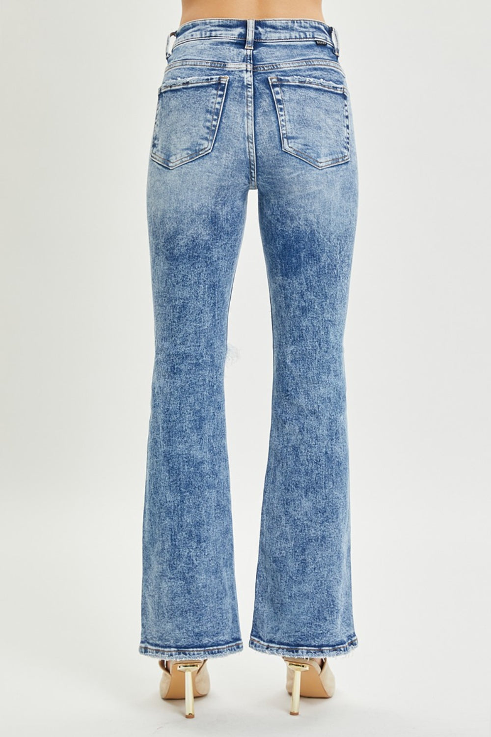 Full Size High Rise Distressed Flare Jeans - The Daily Makeover