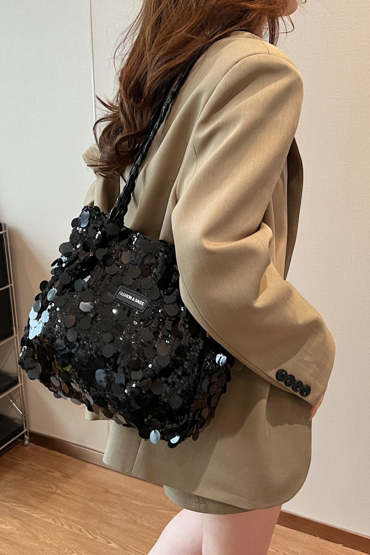 Sequin Braided Strap Shoulder Bag - The Daily Makeover