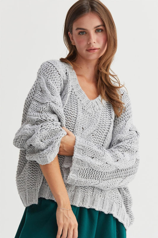HYFVE Cable Knit V-Neck Sweater - The Daily Makeover