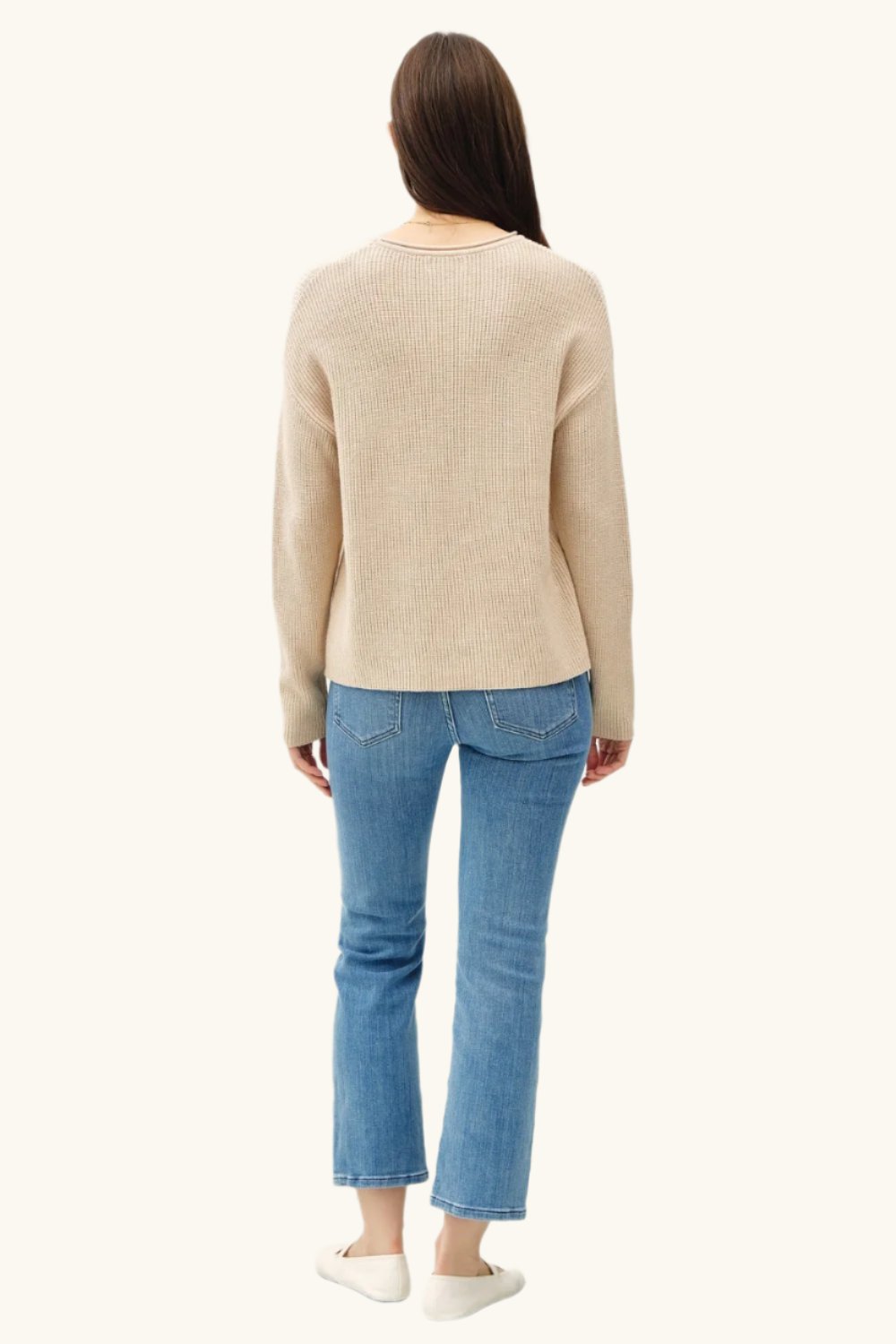 Coastal Classic Round Neck Long Sleeve Sweater - The Daily Makeover