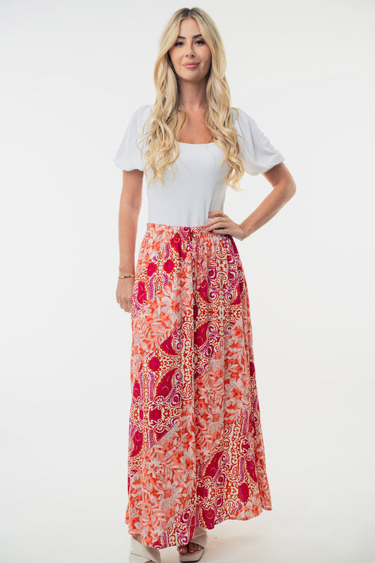 White Birch Full Size High Waisted Floral Woven Skirt - The Daily Makeover