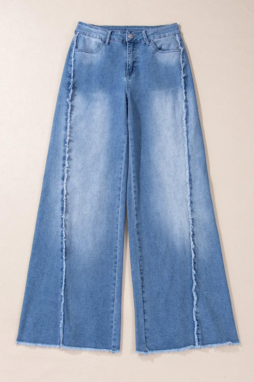 Raw Hem Wide Leg Jeans with Pockets - The Daily Makeover