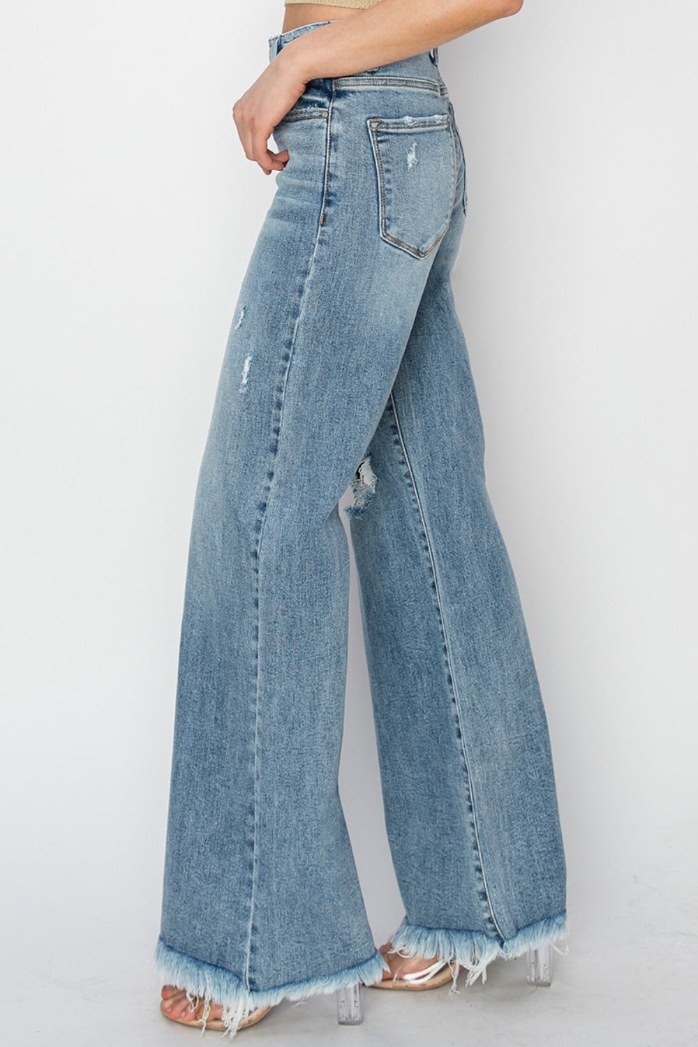 Mid Rise Button Fly Wide Leg Jeans - The Daily Makeover