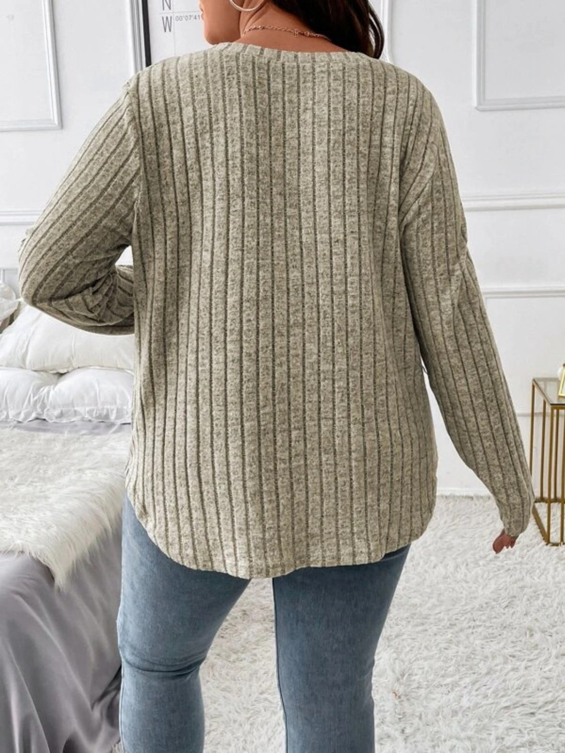 Plus Size V-Neck Long Sleeve T-Shirt - The Daily Makeover