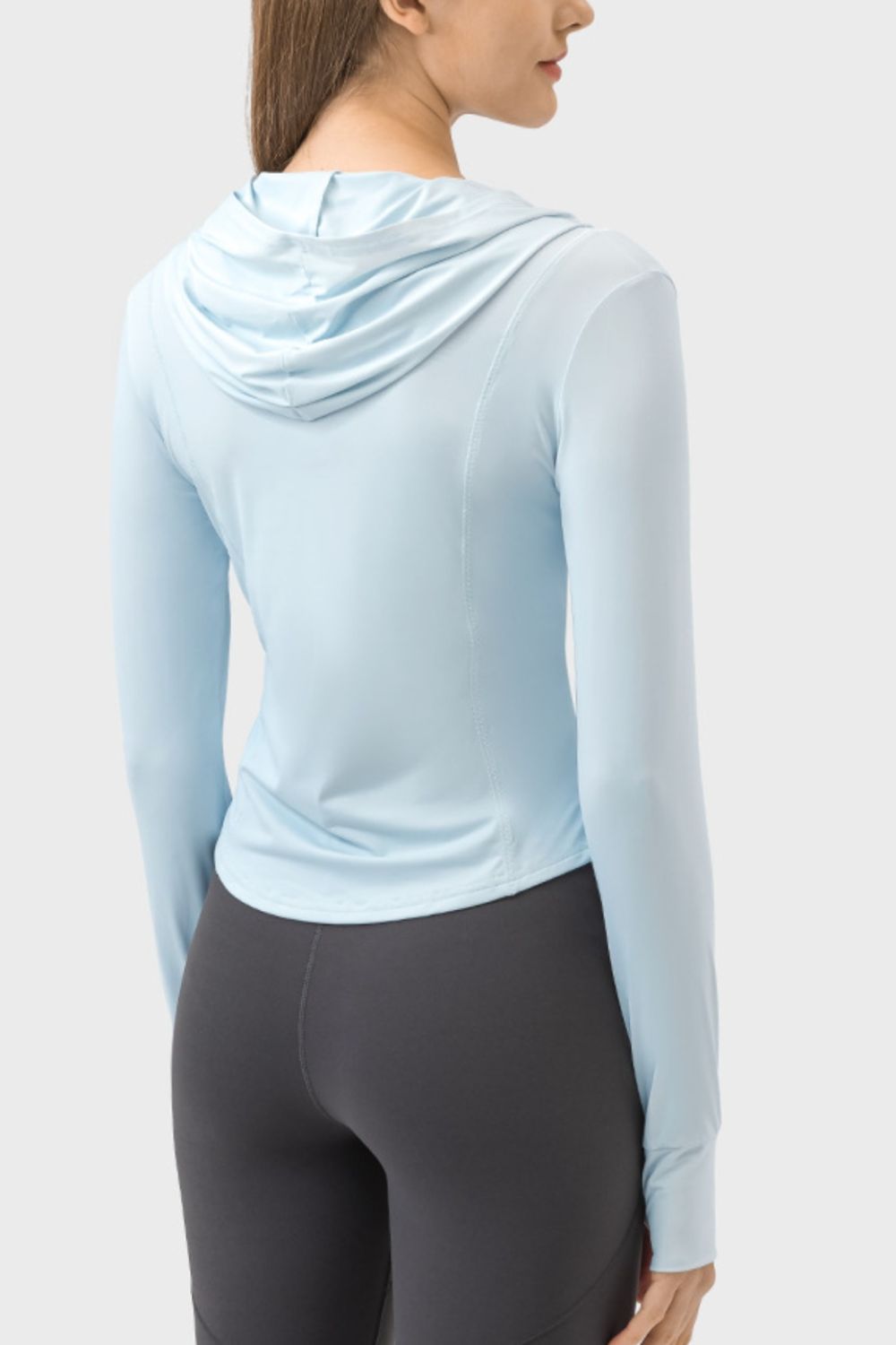 Pocketed Zip Up Hooded Long Sleeve Active Outerwear - The Daily Makeover