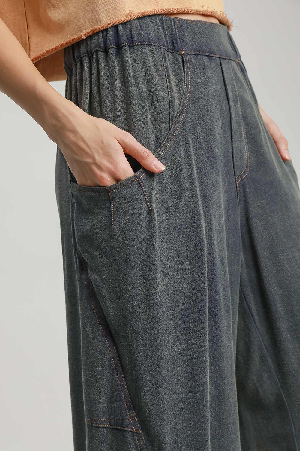 Umgee Elastic Waist Baggy Fit Pants with Pockets - The Daily Makeover