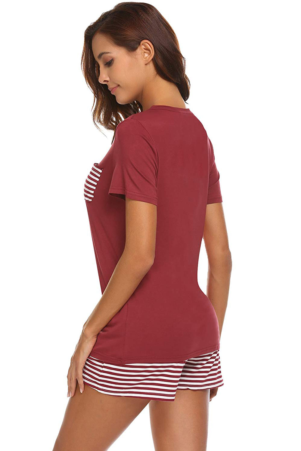 Striped Short Sleeve Top and Shorts Lounge Set - The Daily Makeover