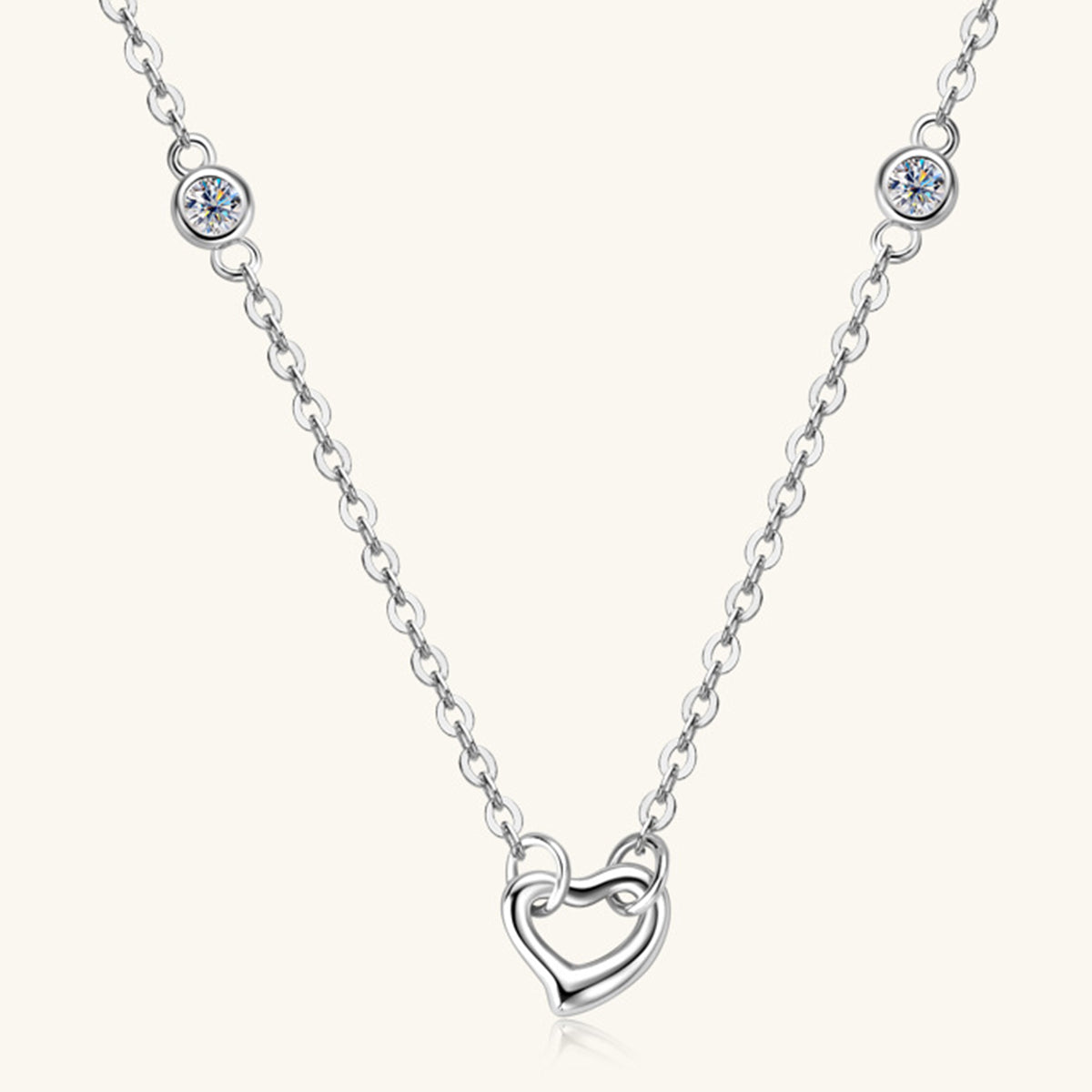Moissanite 925 Sterling Silver Heart Necklace - The Daily Makeover