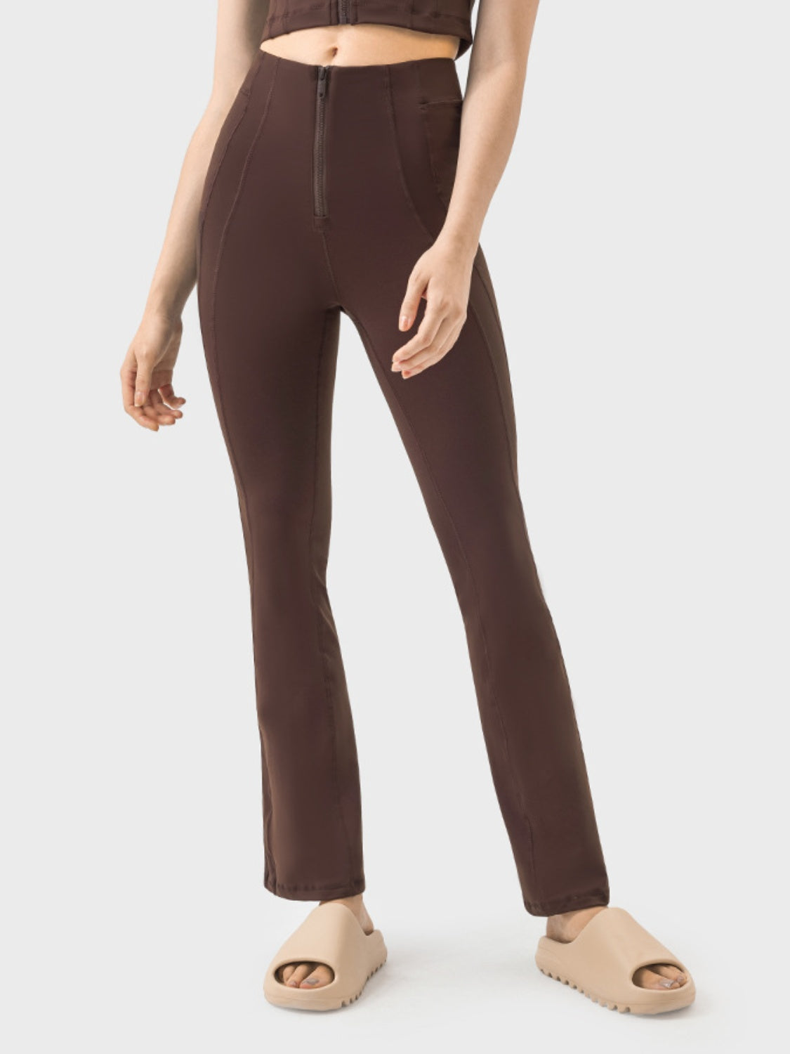 Millennia Zipper Detail High Waist Active Pants - The Daily Makeover
