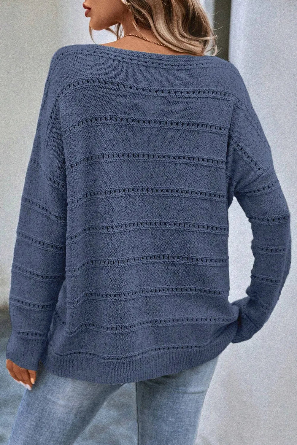 Boat Neck Dropped Shoulder Sweater - The Daily Makeover