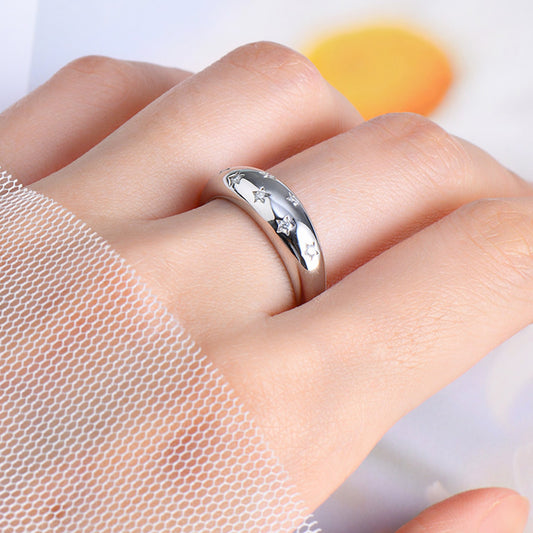 925 Sterling Silver Inlaid Moissanite Star Ring - The Daily Makeover
