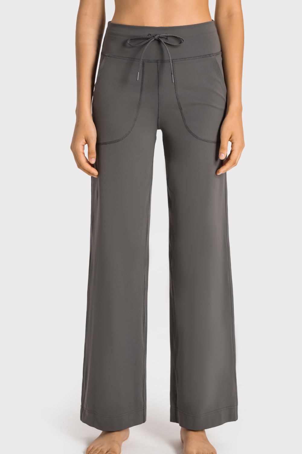 Drawstring Waist Wide Leg Sports Pants with Pockets - The Daily Makeover