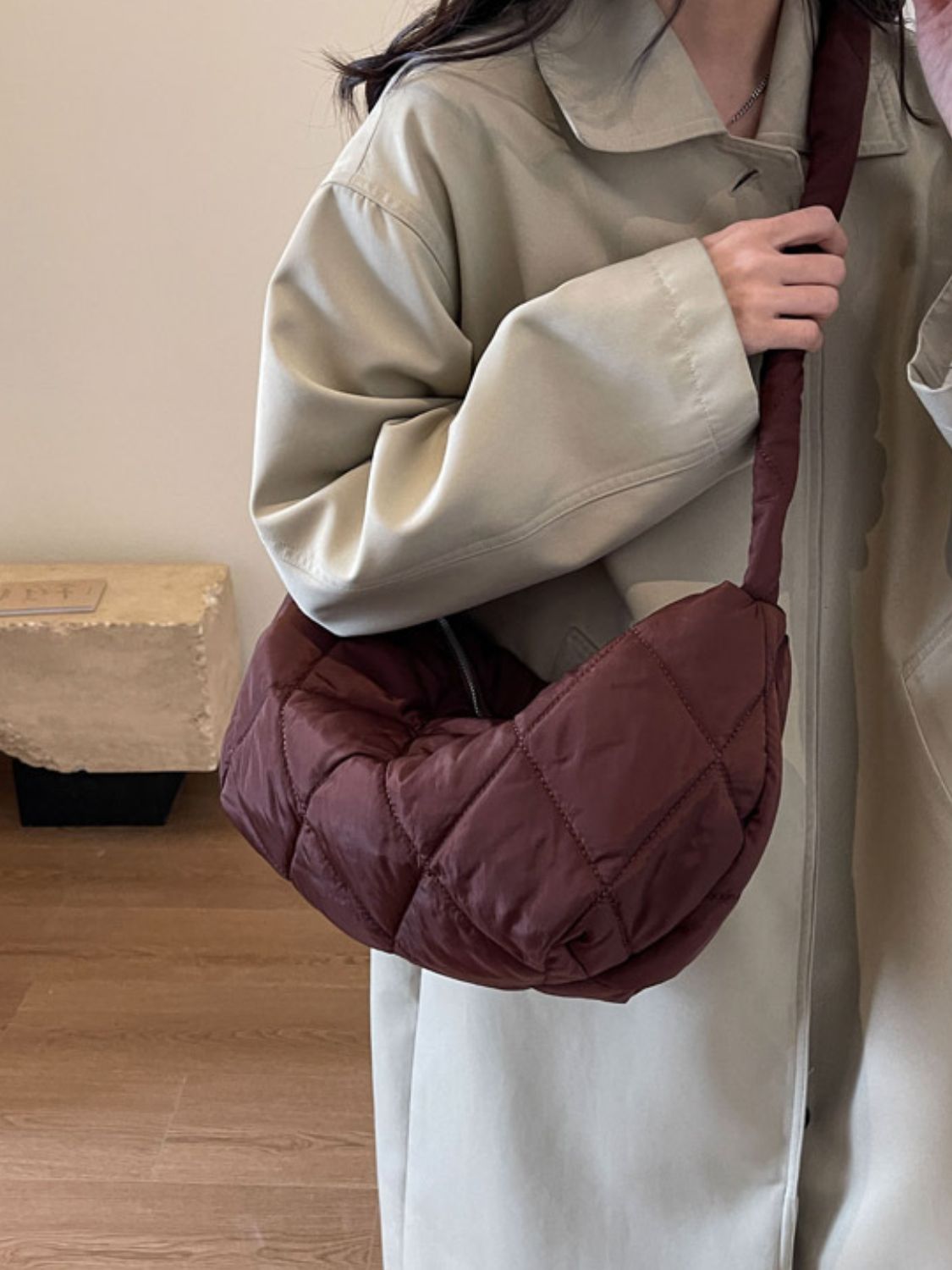 Quilted Polyester Crossbody Bag - The Daily Makeover
