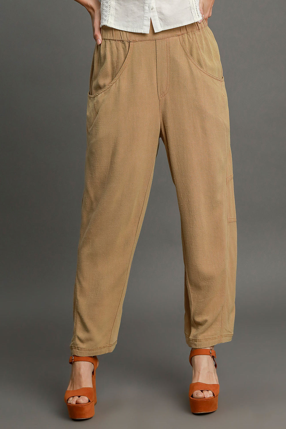 Umgee Elastic Waist Baggy Fit Pants with Pockets - The Daily Makeover