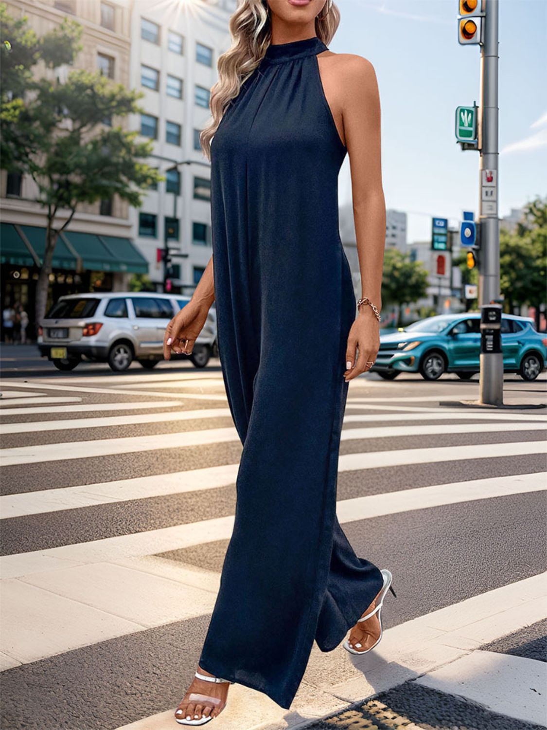 Perfee Tied Grecian Wide Leg Jumpsuit - The Daily Makeover