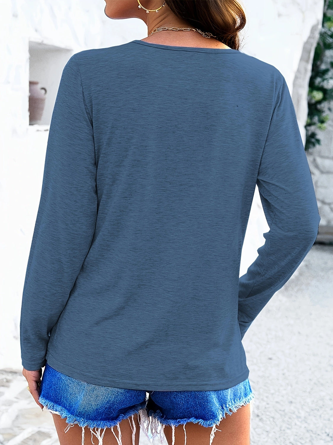Crisscross V-Neck Long Sleeve T-Shirt - The Daily Makeover