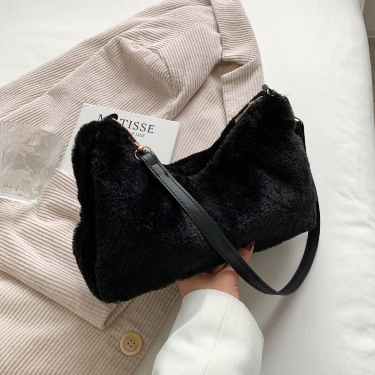 Faux Fur Removable Strap Shoulder Bag - The Daily Makeover