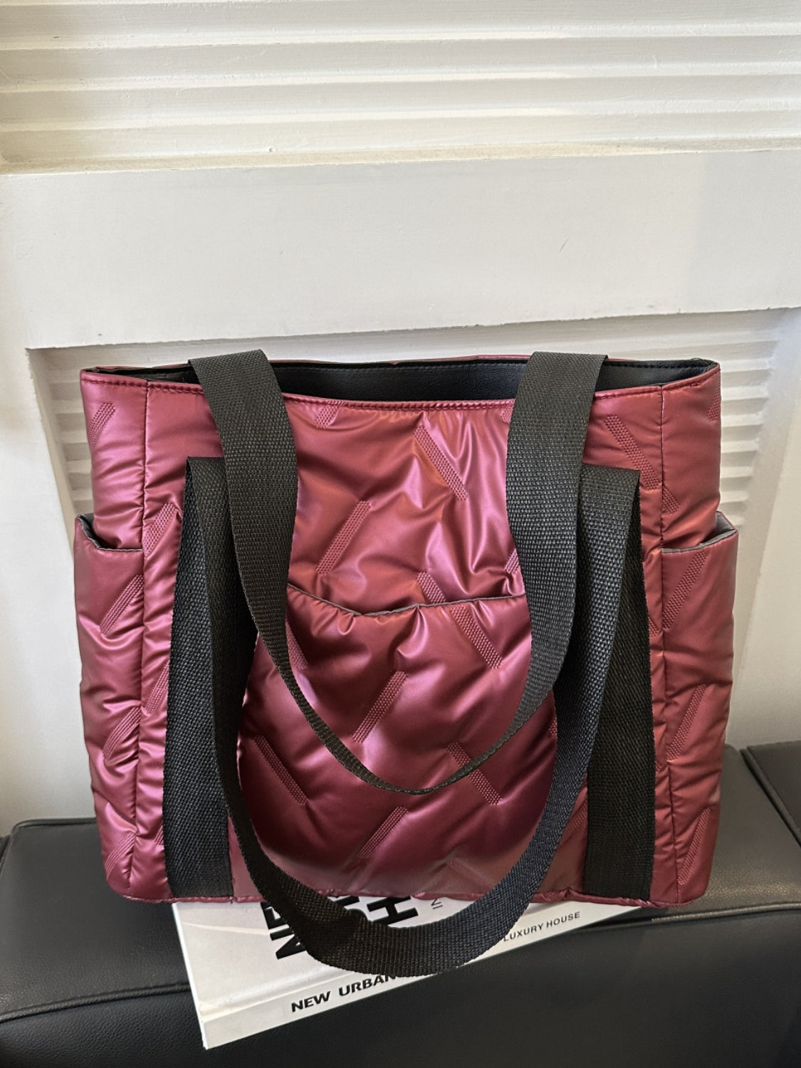 Solid Color Tote Bag with Side Pockets - The Daily Makeover