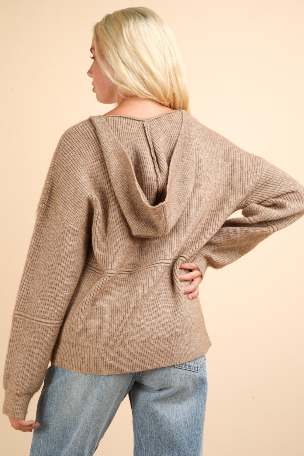 VERY J Seam Detail Drop Shoulder Hooded Sweater - The Daily Makeover