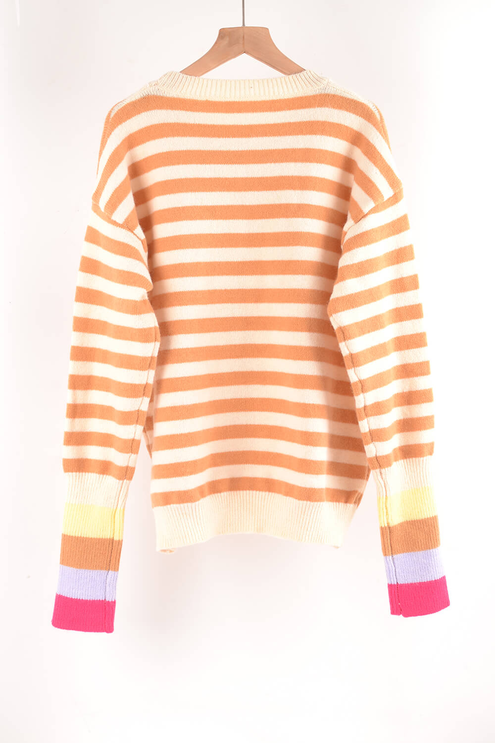 Warm Spice Striped Round Neck Sweater - The Daily Makeover