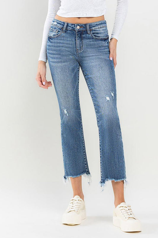 Lovervet Mid Rise Frayed Hem Jeans - The Daily Makeover