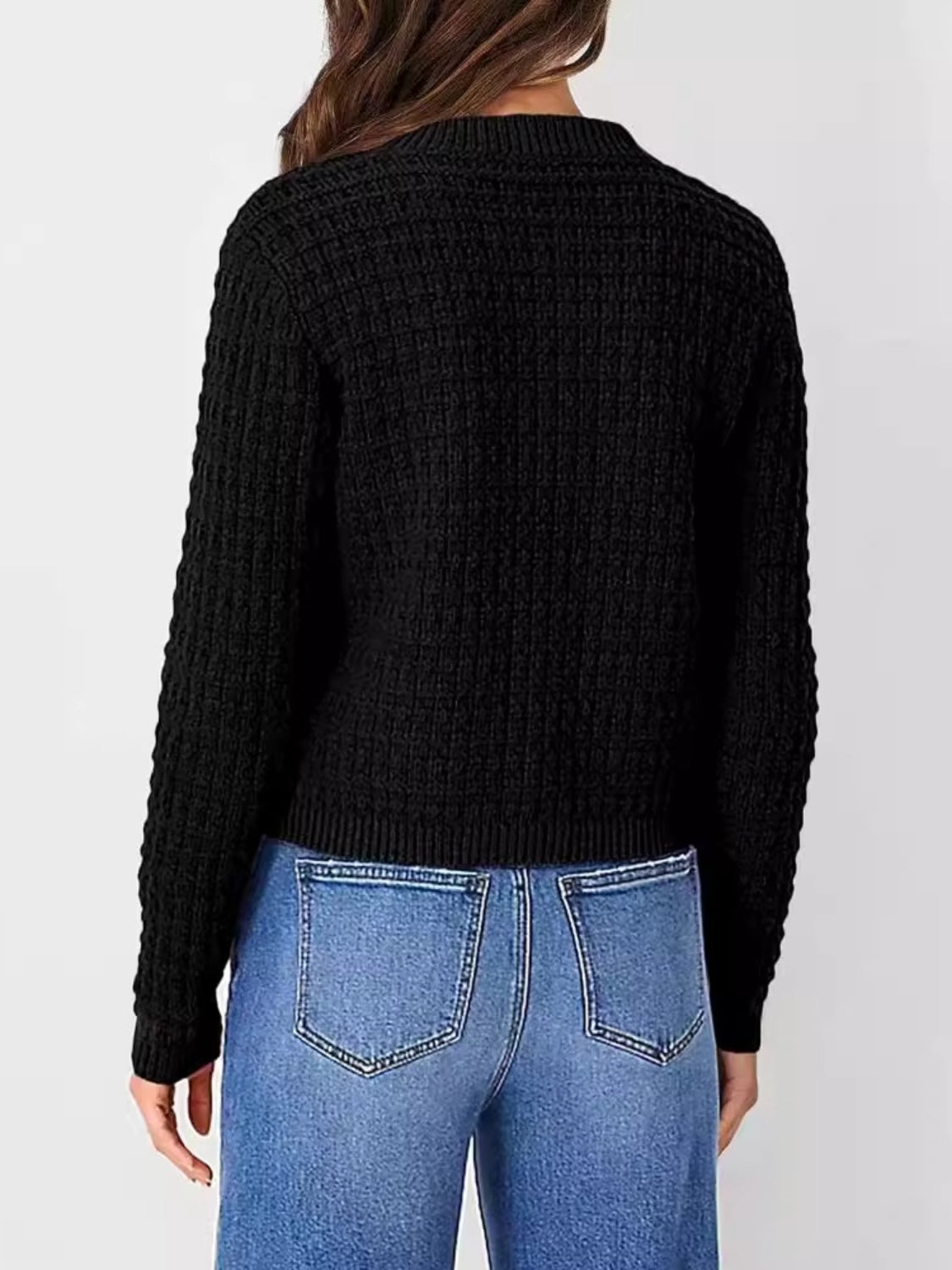 Button Up Round Neck Long Sleeve Cardigan - The Daily Makeover