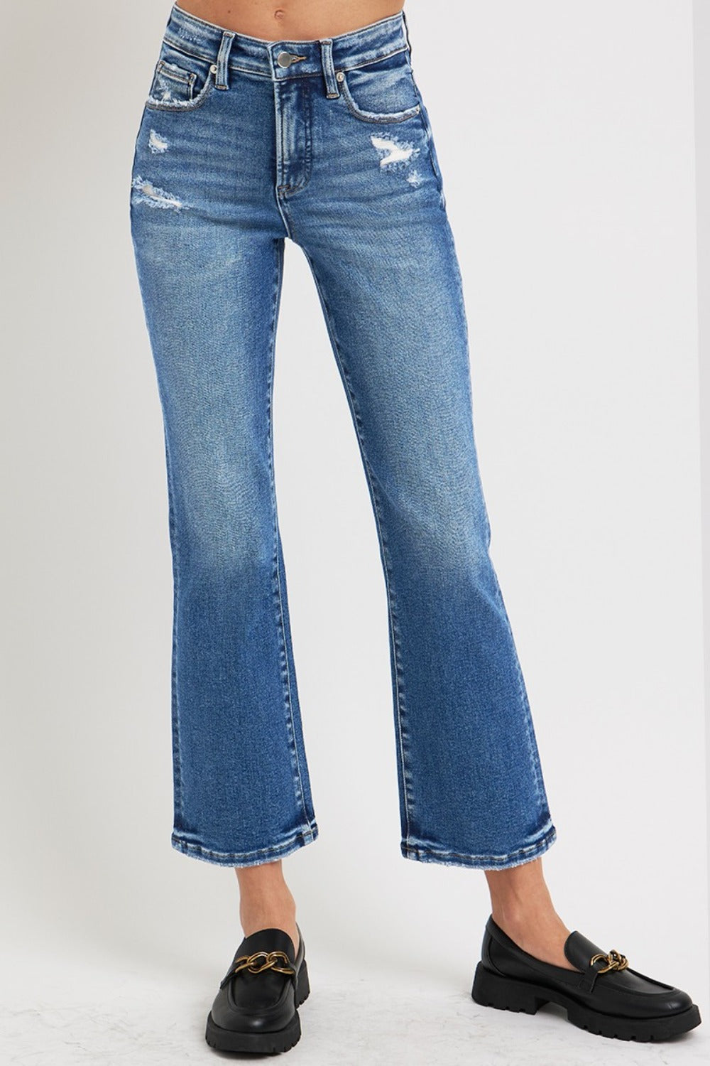 Full Size Tummy Control High Rise Crop Bootcut Jeans