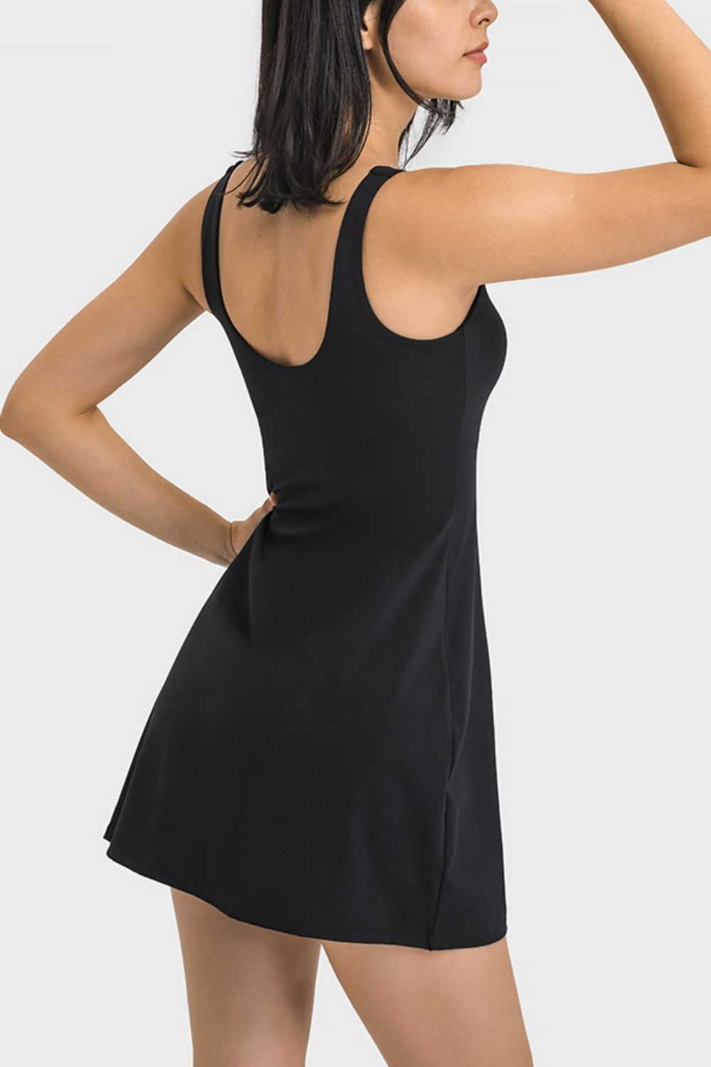 Square Neck Sports Tank Dress with Full Coverage Bottoms - The Daily Makeover
