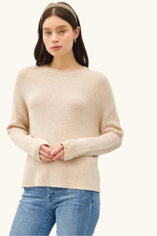 Coastal Classic Round Neck Long Sleeve Sweater - The Daily Makeover