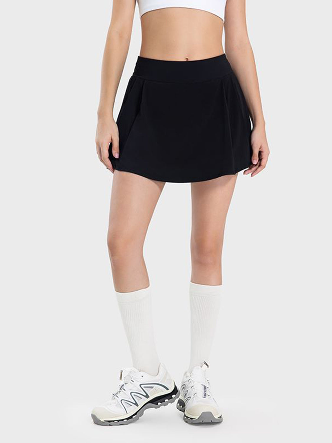 Pleated Detail Mid-Rise Waist Active Skirt - The Daily Makeover