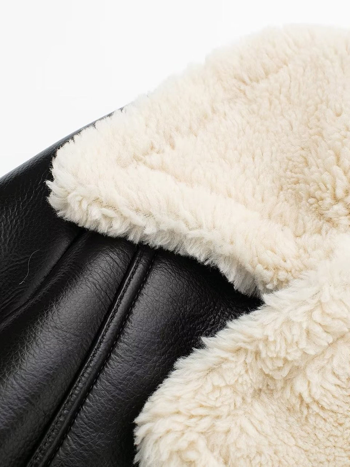 Collared Neck Long Sleeve Plush Cropped Jacket - The Daily Makeover