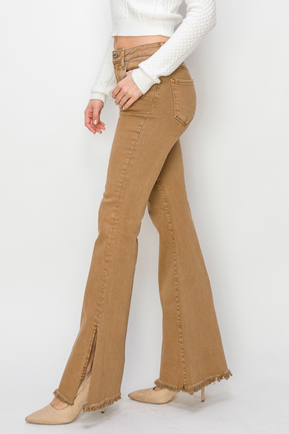 Bailey Full Size High Waist Side Slit Flare Jeans - The Daily Makeover