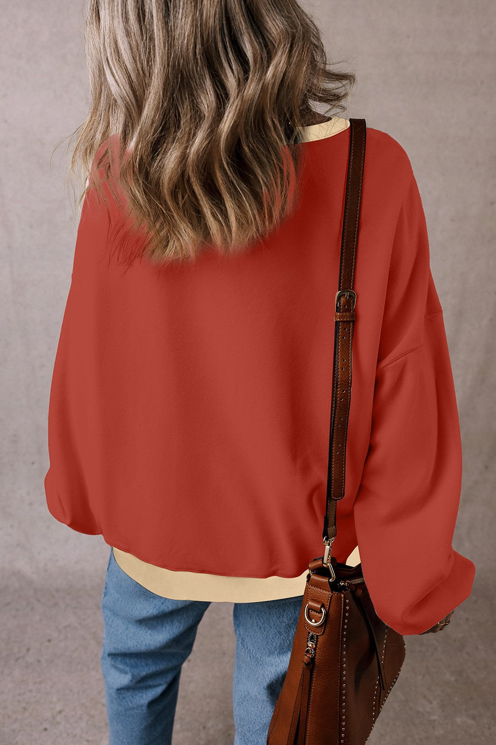 Contrast Round Neck Long Sleeve Sweatshirt - The Daily Makeover