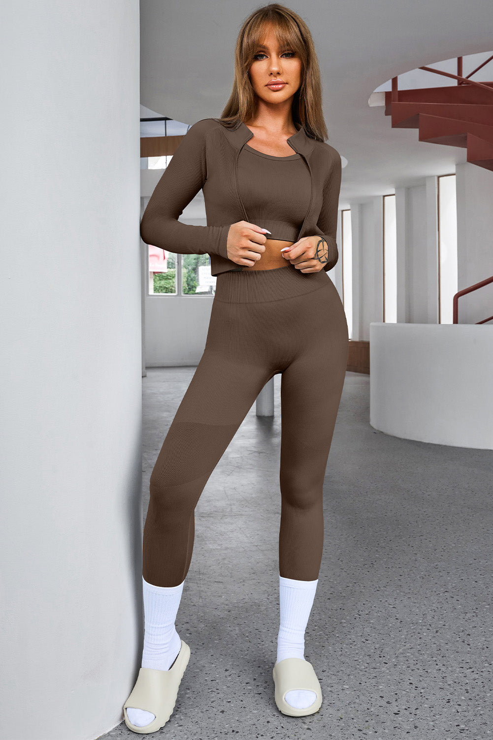 Tank Cropped Active Top and Pants Set - The Daily Makeover