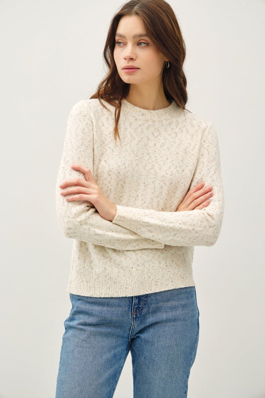 Be Cool Heathered Round Neck Long Sleeve Sweater - The Daily Makeover