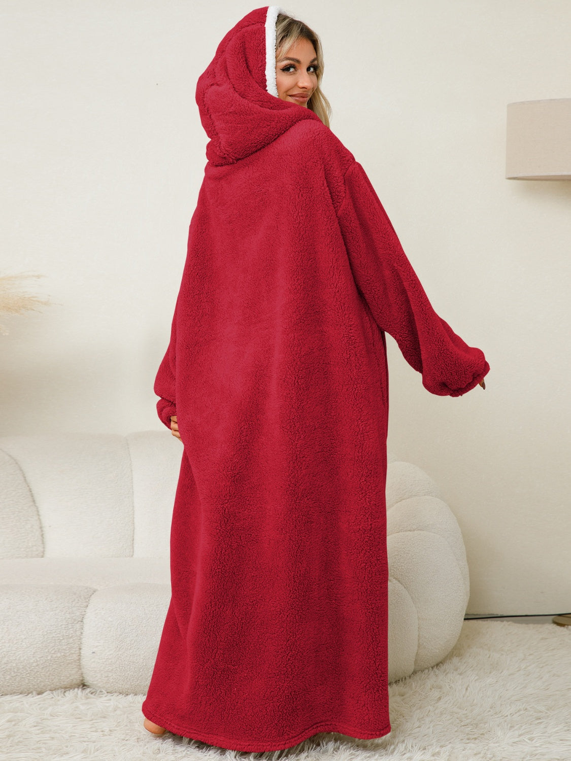 Pocketed Contrast Long Sleeve Hooded Lounge Dress - The Daily Makeover