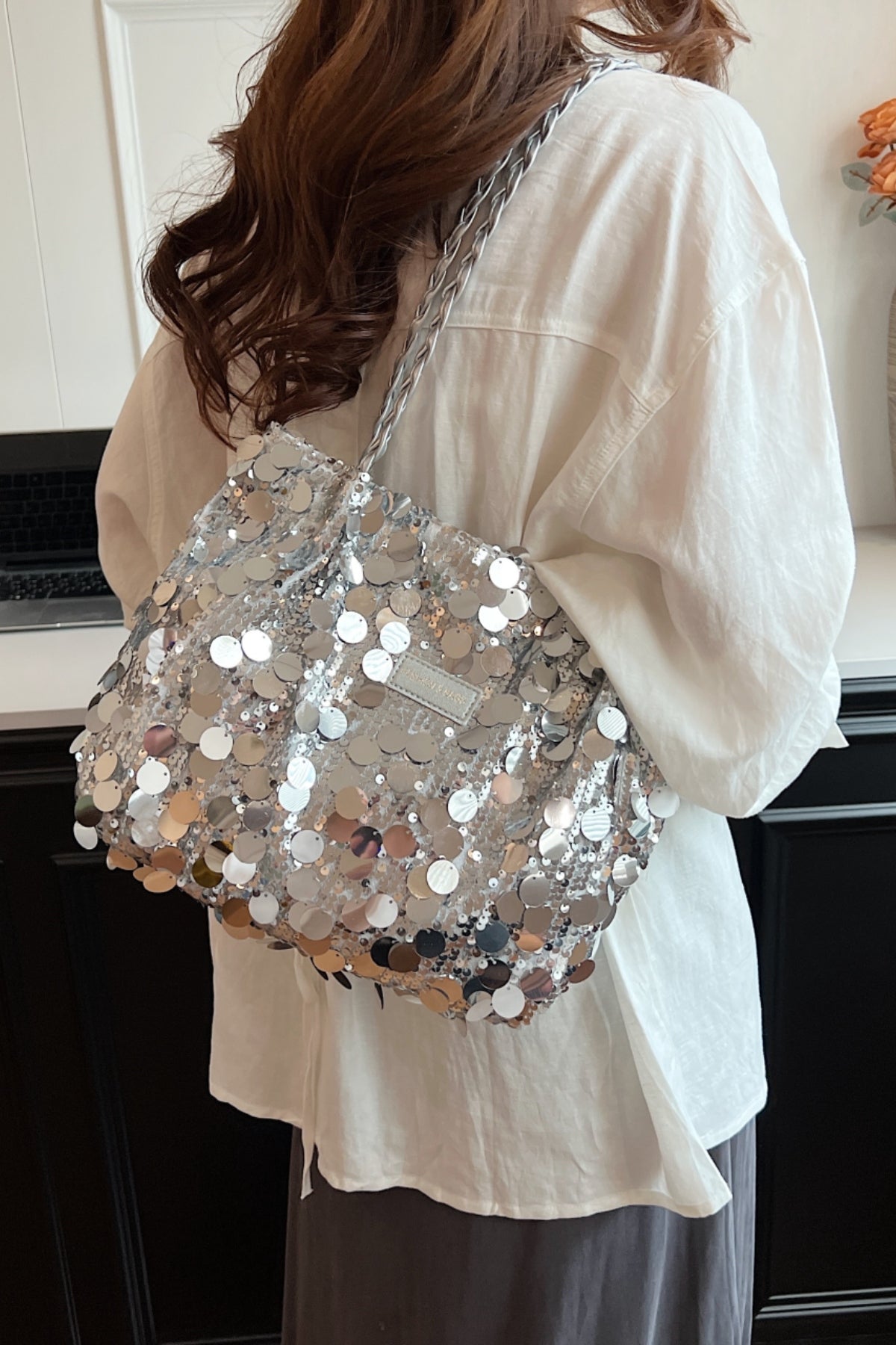 Sequin Braided Strap Shoulder Bag - The Daily Makeover