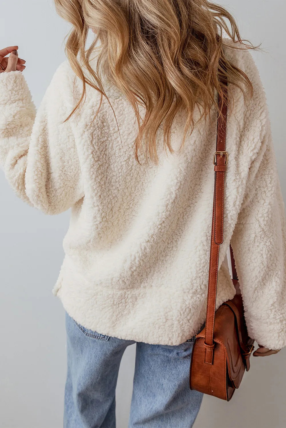 Turtleneck Long Sleeve Slit Fleece Sweatshirt - The Daily Makeover