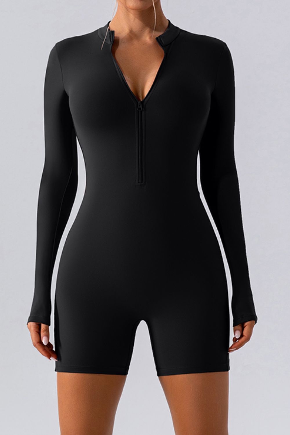 Half Zip Long Sleeve Active Romper - The Daily Makeover